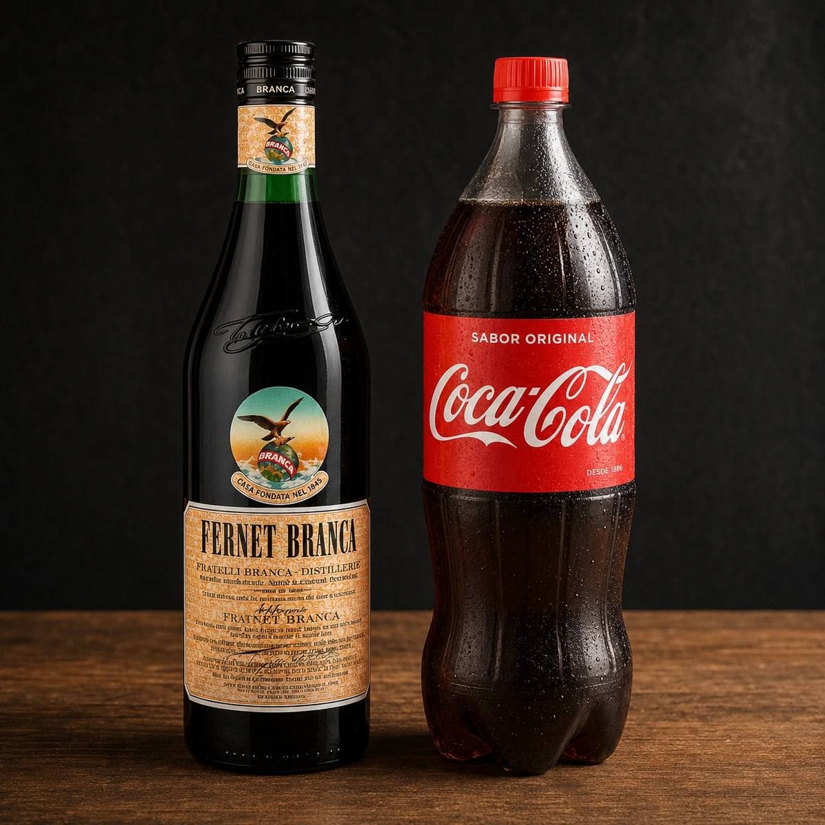Botella de fernet + Coca 1.5 + hielo